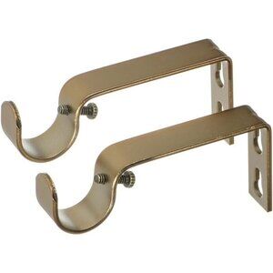 Ivilon Fixed Brackets for Curtain Rods 7/8 or 1 Inch Set of 2 Warm Gold